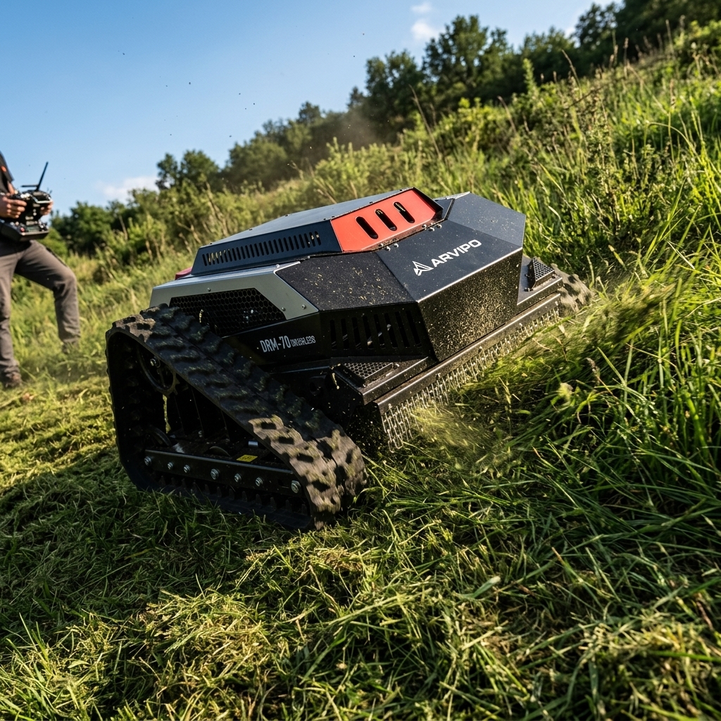 Robots Arvipo desbrozando taludes para comunidades de propietarios